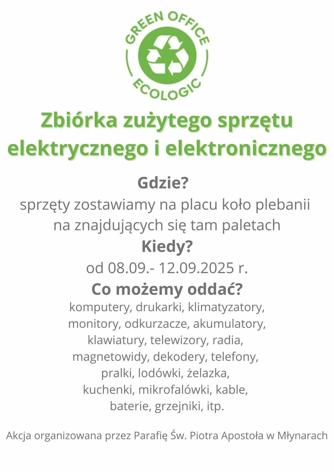 Zbiórka zużytego sprzętu elektrycznego i elektronicznego na rzecz polskich misjonarzy
